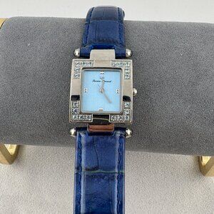 Fabulous Lucien Piccard Stainless Steel Watch Blue Strap with White Sapphires